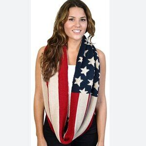 Joe Boxer Patriotic Infinity Scarf Knit Stars and Stripes America USA Flag Red